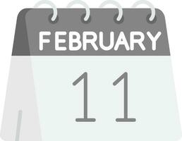 11th av februari grå skala ikon vektor