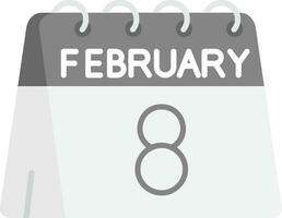 8:e av februari grå skala ikon vektor
