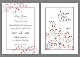Elegante Hochzeitskarten bestehen aus verschiedenen Blumenarten. vektor