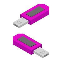 isometrischer USB-Stick auf weißem Hintergrund vektor