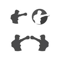 Boxen Icon Set und Boxer Sport Design Illustration Symbol des Kämpfers vektor