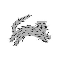 söt grå katt karaktär i doodle stil, isolerad på en vit bakgrund. vektor illustration.