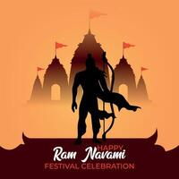 RAM Navami Feier Herr Rama mit Bogen Pfeil vektor