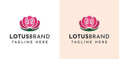 brev uz och zu lotus logotyp uppsättning, lämplig för företag relaterad till lotus blommor med uz eller zu initialer. vektor