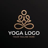 guld elegant linje konst yoga logotyp vektor