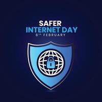 säkrare internet dag illustration baner. cyber säkerhet begrepp vektor mall för baner, kort, affisch, internationell internet dag. ett internet värld