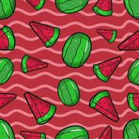 Wassermelone Obst nahtlos Muster im Karikatur Stil. perfekt zum Hintergrund, Hintergrund, Hintergrund und Startseite Verpackung. vektor