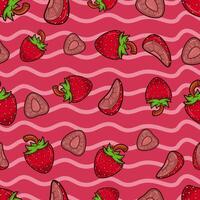 Erdbeere Obst nahtlos Muster im Karikatur Stil. perfekt zum Hintergrund, Hintergrund, Hintergrund und Startseite Verpackung. vektor