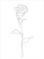 blomma kontinuerlig ett linje konst teckning vektor illustration. minimalistisk kontur teckning. grymt bra reste sig isolerat på vit bakgrund.