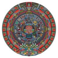 Vektor Design von aztekisch Kalender, monolithisch Platte von das uralt Mexiko, Sonne Stein von das aztekisch Zivilisation