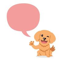 vektor tecknad serie karaktär Lycklig gyllene retriever hund med Tal bubbla