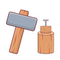 Hammer klopft Nägel in Holz Illustration vektor