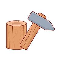 Hammer mit Holz Illustration vektor