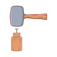 Hammer klopft Nägel in Holz Illustration vektor