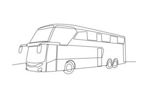 kontinuerlig ett linje teckning modern buss. landa transport begrepp. klotter vektor illustration.