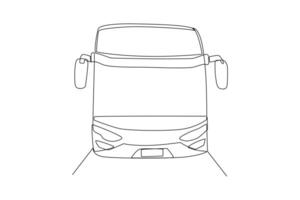 kontinuerlig ett linje teckning modern buss. landa transport begrepp. klotter vektor illustration.