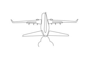 kontinuerlig ett linje teckning luft transport begrepp. klotter vektor illustration.