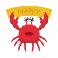 krabba med Lycklig i band illustration vektor