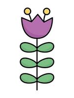 vektor scandinavian stil lila tulpan ikon. först blomning växt illustration. blommig ClipArt. söt tecknad serie vår blomma isolerat på vit bakgrund.