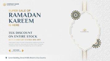 ramadan kareem verkauf banner islamischer ornament laternenhintergrund, ramadan verkauf social media post mit leerem platz für foto vektor