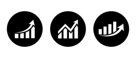 wachsend Bar Diagramm Symbol Vektor auf schwarz Kreis. profitieren Wachstum Zeichen Symbol