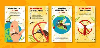 malaria dag social media berättelser platt tecknad serie hand dragen mallar bakgrund illustration vektor