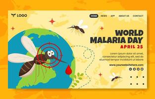 Malaria Tag Sozial Medien Landung Seite Karikatur Hand gezeichnet Vorlagen Hintergrund Illustration vektor