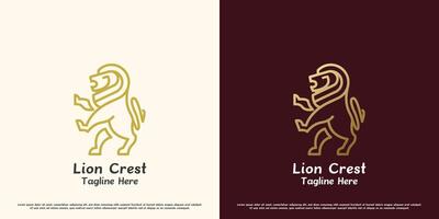 lejon vapen logotyp design illustration. silhuett av en lejon svans stående rytande vild djur- kung av de djungel rovdjur huggtänder klor modig. minimalistisk elegant lyx stolthet hedra enkel ikon symbol. vektor