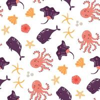 nahtlos Muster mit Meer Tiere. Design zum Stoff, Textilien, Hintergrund, Verpackung. vektor