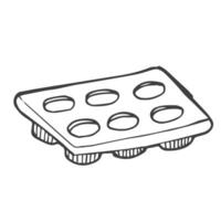 Kuchen, Muffin und Keks Zinn Gliederung Symbol Vektor Illustration. Linie schwenken von Kreis gestalten zu backen Teig von Plätzchen und Cupcake im Ofen, Süßwaren