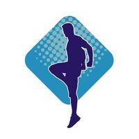 silhuett av en sportig manlig i verkan utgör på de Gym. silhuett av en smal man i aerobics träna utgör. vektor