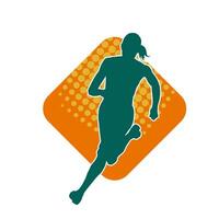 Silhouette von ein sportlich Frau im Laufen Pose. Silhouette von ein weiblich Lauf Pose. vektor