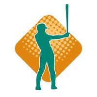 Silhouette von ein männlich Baseball Teig Spieler im Aktion Pose. Silhouette von ein Mann Athlet spielen Baseball Sport wie ein Teig. vektor