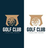 golf klubb logotyp design och utomhus- sport vektor golf pinne och boll mall illustration