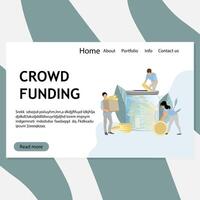 Menge Finanzierung Netz Buchseite, Spende und Investition, spenden Münze und sammeln Finanzen Hauptstadt. Vektor Crowdfunding und sammeln Finanzen, Illustration Geschäft investieren Einkommen Box