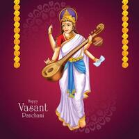 skön vasant panchami indisk traditionell festival kort bakgrund vektor