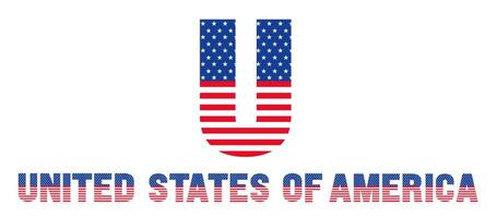 USA flagga platt stil förenad stater av Amerika alfabet brev font design uppsättning. alfabet typografi amerikan flagga stil. 4:e av juli USA oberoende och minnesmärke dag förenad stater av Amerika flagga font vektor