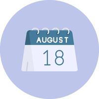 18: e av augusti platt cirkel ikon vektor