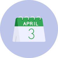 3:e av april platt cirkel ikon vektor