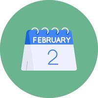 2:a av februari platt cirkel ikon vektor