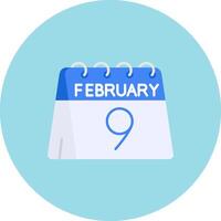 9:e av februari platt cirkel ikon vektor