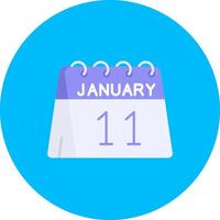11th av januari platt cirkel ikon vektor