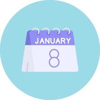 8:e av januari platt cirkel ikon vektor