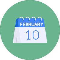 10:e av februari platt cirkel ikon vektor