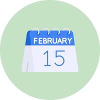 15:e av februari platt cirkel ikon vektor