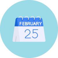 25:e av februari platt cirkel ikon vektor