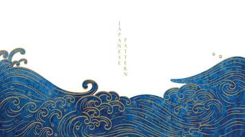 abstrakt konst bakgrund med samtida konst mall vektor. vatten yta element med japansk Vinka mönster dekoration. hand dragen hav objekt. vektor