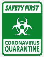 Safety first Coronavirus Quarantänezeichen isoliert auf weißem Hintergrund, Vektorgrafik eps.10 vektor