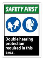 Sicherheits-Erstzeichen Doppel-Gehörschutz in diesem Bereich mit Ohrenschützern und Ohrstöpseln erforderlich vektor