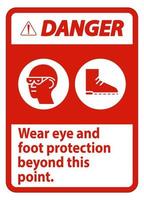 farosymbol bär ögon- och fotskydd utöver denna punkt med PPE-symboler vektor